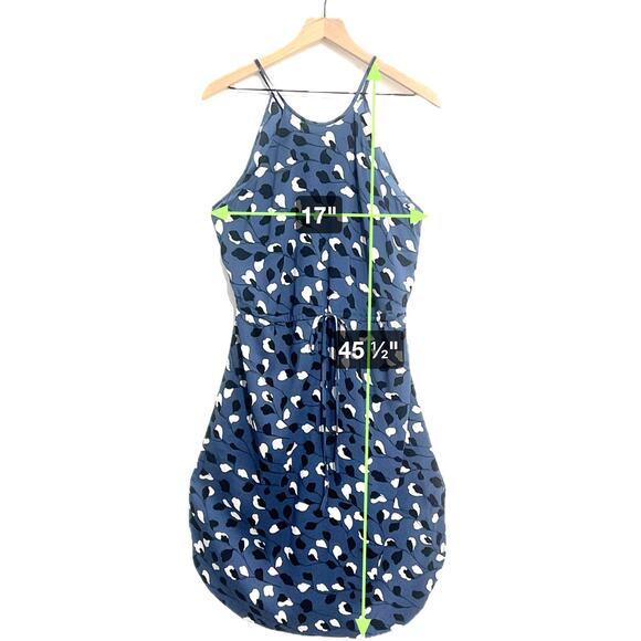 LOFT Dresses & Skirts - Loft Small Blue Floral Midi Slip Dress High Neck Drawstring y2K Beach Wedding